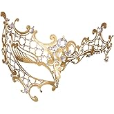 Aqearl Masquerade Mask for Women Metal Mask Shiny Rhinestone Venetian Party Evening Prom Ball Mask Bar Costumes Accessory