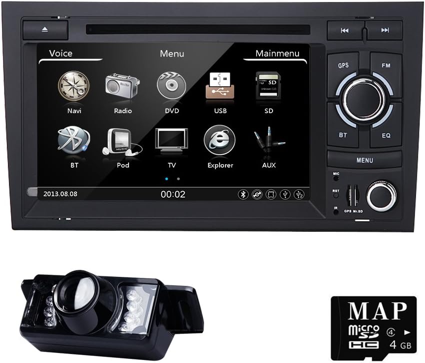 For Audi A4 Car Stereo DVD Player Double Din In Dash Radio GPS Navigation+Free Camera