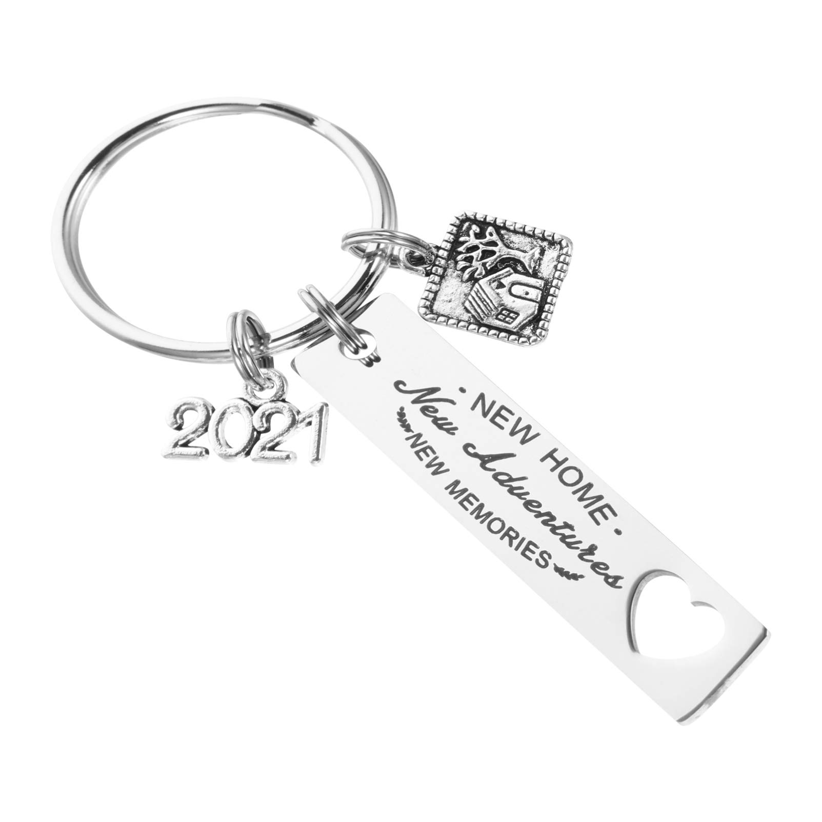 New Home Keychain New Memories Engraving Keyring Housewarming Bag Purse Pendant for Homeowner Friends Party Favors