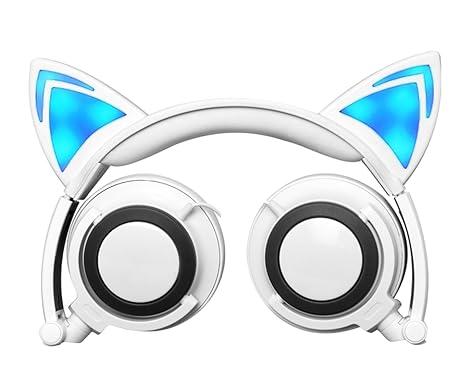 Lukis Katze Ohren Kopfhörer Kopfhörer für Kinder Erwachsene mit LED-Licht Faltbare Over-Ear Gaming Kopfhörer Cosplay Headsets