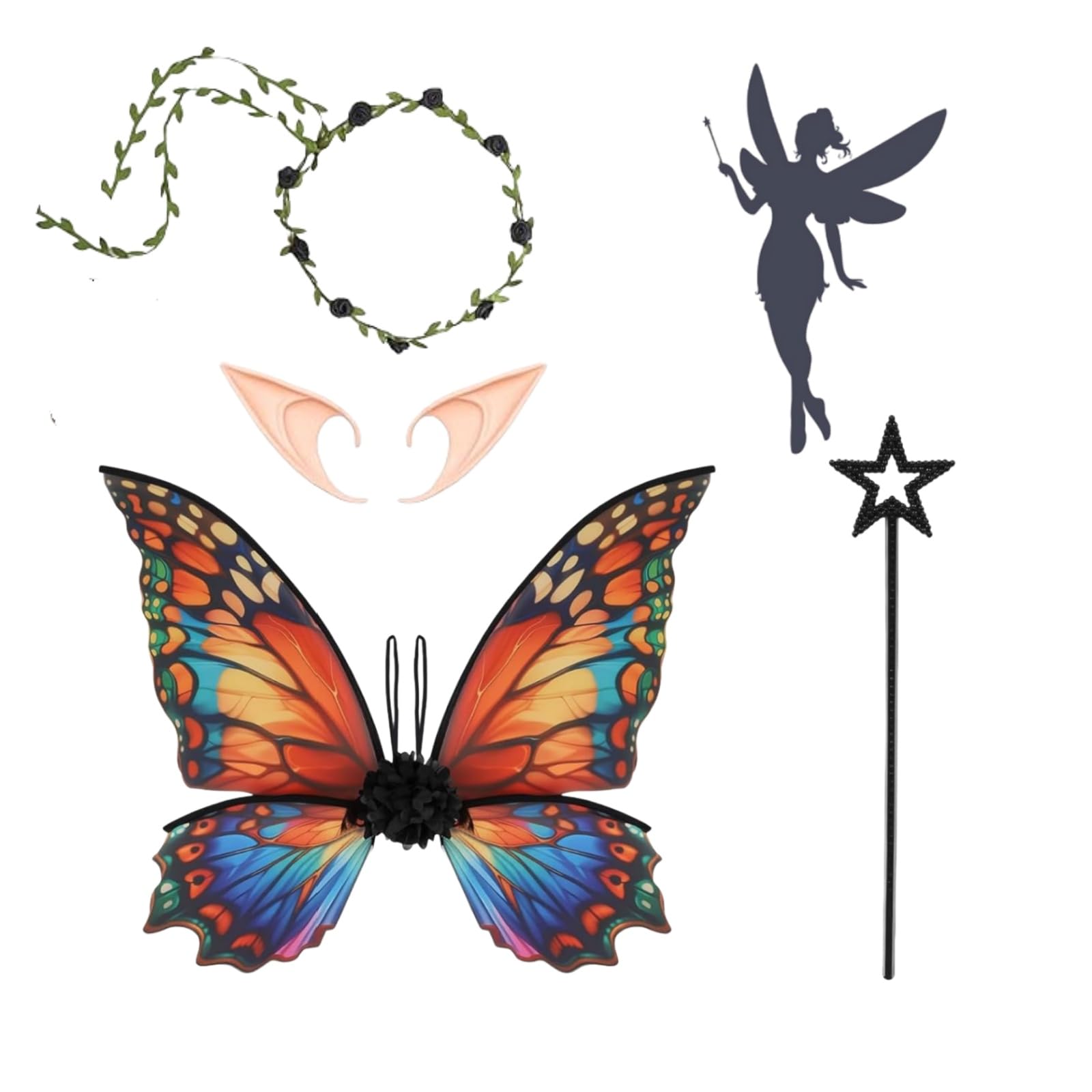 Fairy Wings, Fairy Wings for Adult Women Kids Girls Butterfly Wings Dress Up Fairy Angel Princess Set for Halloween Birthday Christmas Themed Party (A)