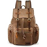 GEARONIC Vintage Canvas Backpack, Casual Daypack Backpacks for Men Women, 15inch Laptop Bag Travel Hiking Camping Rucksack