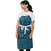 Caldo Daily Cotton Kitchen Apron for Cooking- Mens and Womens Professional Chef or Server Bib Apron - Adjustable Straps with Pockets and Towel Loop (Spruce)