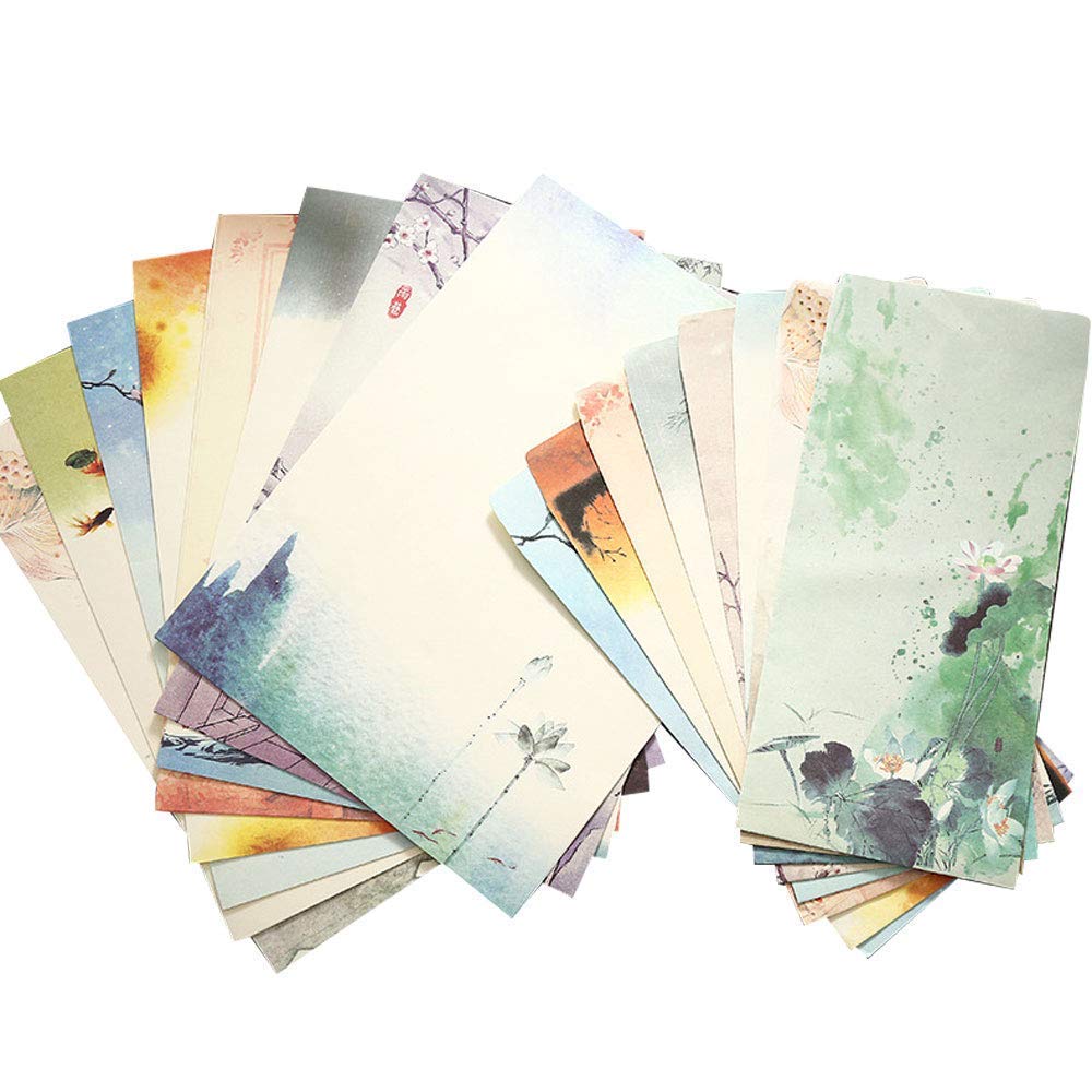 64 Sheets Writing Paper with 16 Sheets Envelopes Set Vintage Writing Paper Motif Paper with Envelope without Window (#2)