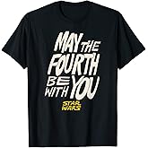 Amazon Essentials Men's May the Fourth Be With You Hand-Drawn Letters T-Shirt, Black, Small
