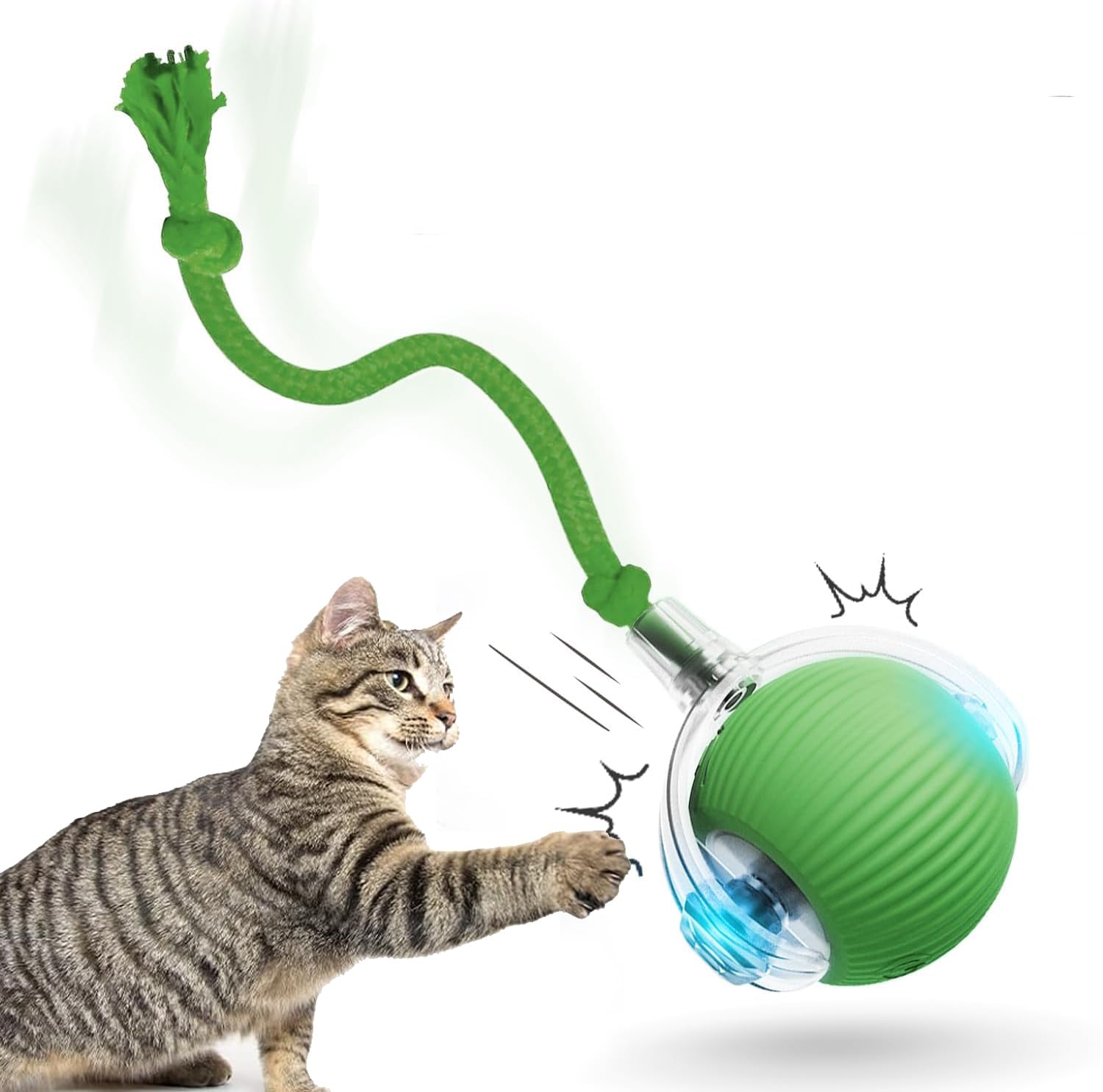 【2024改良型】 猫 ボール 猫 おもちゃ 自動 一人遊び 猫 電動おもちゃ 光る 猫のおもちゃ 3モード シリコーン素材 鈴付き 運動不足対策 ストレス解消 屋内用 自動 ネコ おもちゃ グリーン の商品画像
