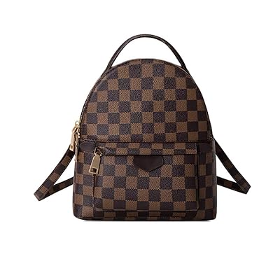 Herossy Fashion Leather Chechered Small Backpack for  display picture 3