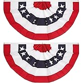 3x6 Ft 250th Anniversary Flag American Pleated Fan flags 4th of July Decorations Memorial Day Bunting Flags outdoor- Half Banner Patriotic flag USA porche Flags 2-Pack