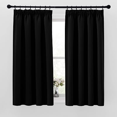 PONY DANCE Blackout Curtains 2 Panels 42W x 63L Pencil Pleat Thermal