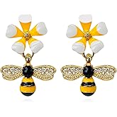 CWVHQ Bee Earrings for Women Honeycomb Bumble Bee Dangle Earrings