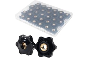 MROMAX 30Pcs 1/4-20 Thread Knob Nut Black, 1/4 Inch Star Knobs, 1/4-20 Hand Tighten Clamping Knobs Black Screw-On Nuts, Thread Knob Nut for T Track Bolts Jigs Knobs,Sawing Machine, Drilling Machine