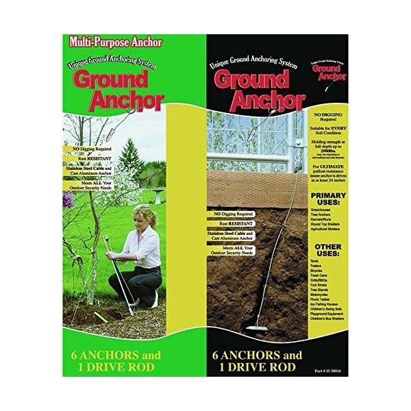 Anchor-Kit-Weatherguard-6-Piece-Easy-Hook-Anchor-Stakes-Kit-with-Drive-Rod-30-Stainless-Steel-Cable-for-securing-dog-kennels-trees-playhouses-canopies-6-pcs-plus-drive-rod