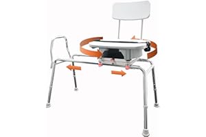 Eagle Health Supplies Sliding Shower Chair Tub Transfer Bench with Cut-Out Seat, FSA/HSA Eligible, Height Adjustable Shower B