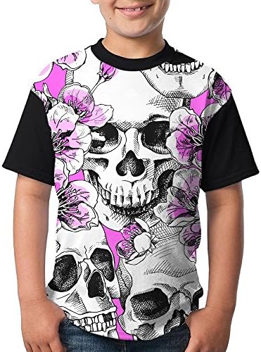 Flower Skeleton Child Casual Shirts 3D Printed Tee Short Sleeve Tops Small