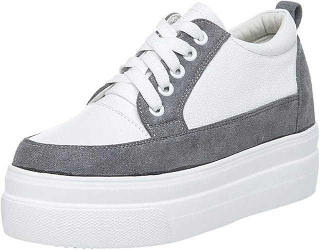 Amazon 厚底 スニーカー レディース 軽量 レースアップ ローカット プラットフォーム 黒 カジュアルシューズ インヒール レザー 調 編み上げ 大きいサイズ 通学 通勤 厚底 靴 おしゃれ 歩きやすい フラットヒール 8cm ウォーキング レースアップ