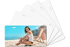 DUALSHINE 5PCS Sublimation License Plate Blanks, Metal Aluminum License Plate 0.65mm Thicken Car Tag License Plate for Vinyl, DIY Picture Sublimation Blank Heat Thermal Transfer Sheet for Car Custom Design