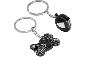 NYTKL 2 PCS Motorcycle Helmet Keychain, Creative Motorcycle Keychain Helmet Key Fob, 3D Metal Motorbike Keyring for Men (Black)