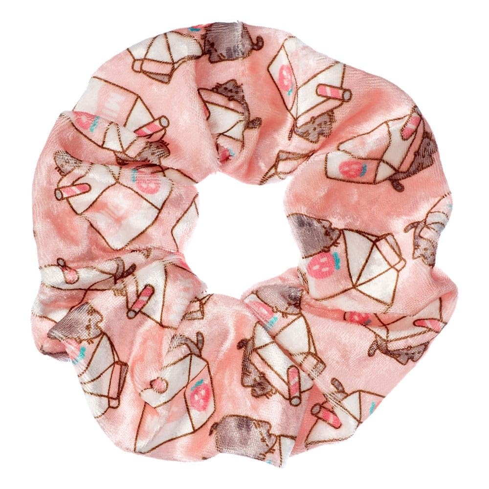 Pusheen the Cat Pink Strawberry Milk Carton Hair Scrunchie