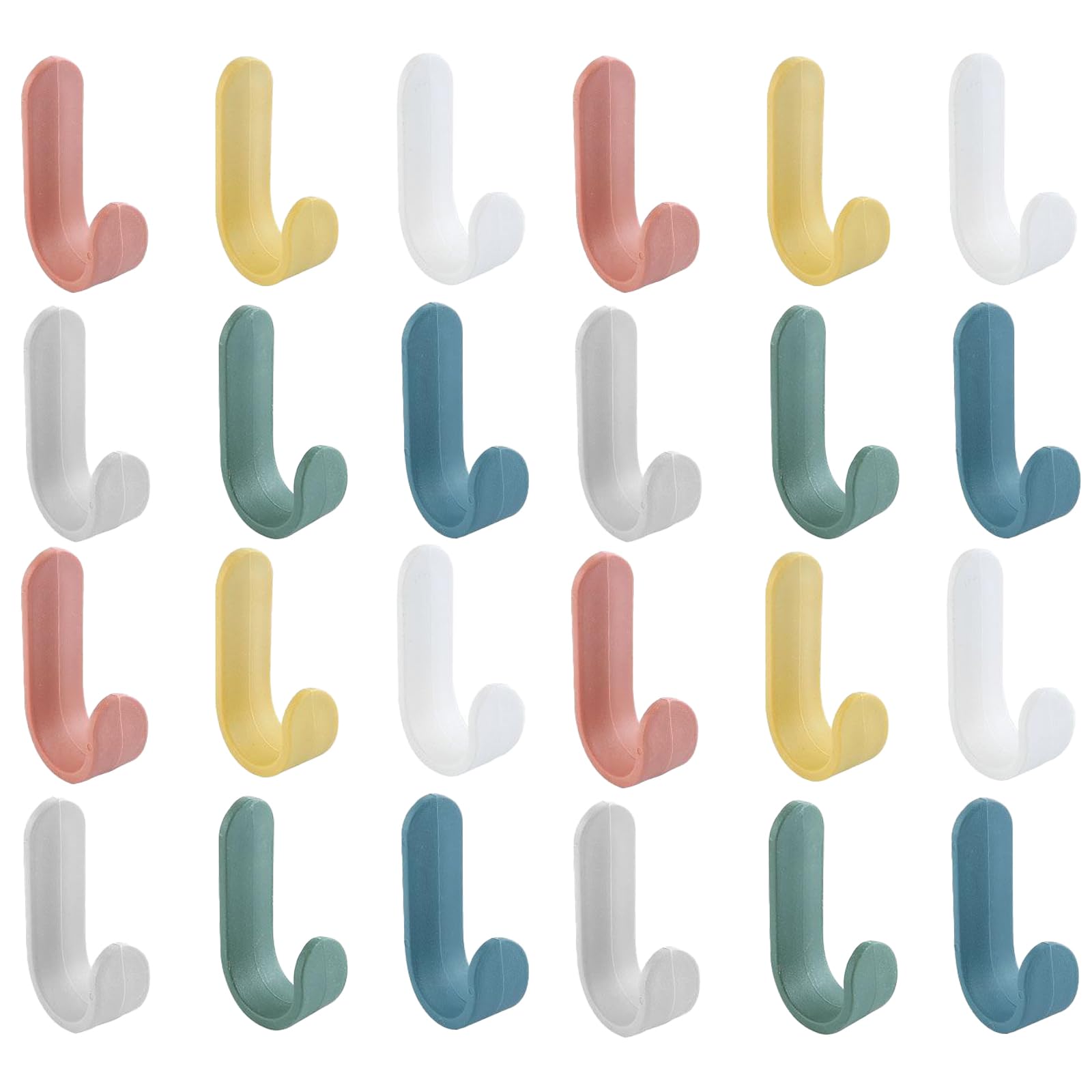 RJFUJP 24 Pcs Heavy Duty Stick on Hooks for Hanging Kitchen Utensils, Handbags, Umbrella, Keys, Etc.