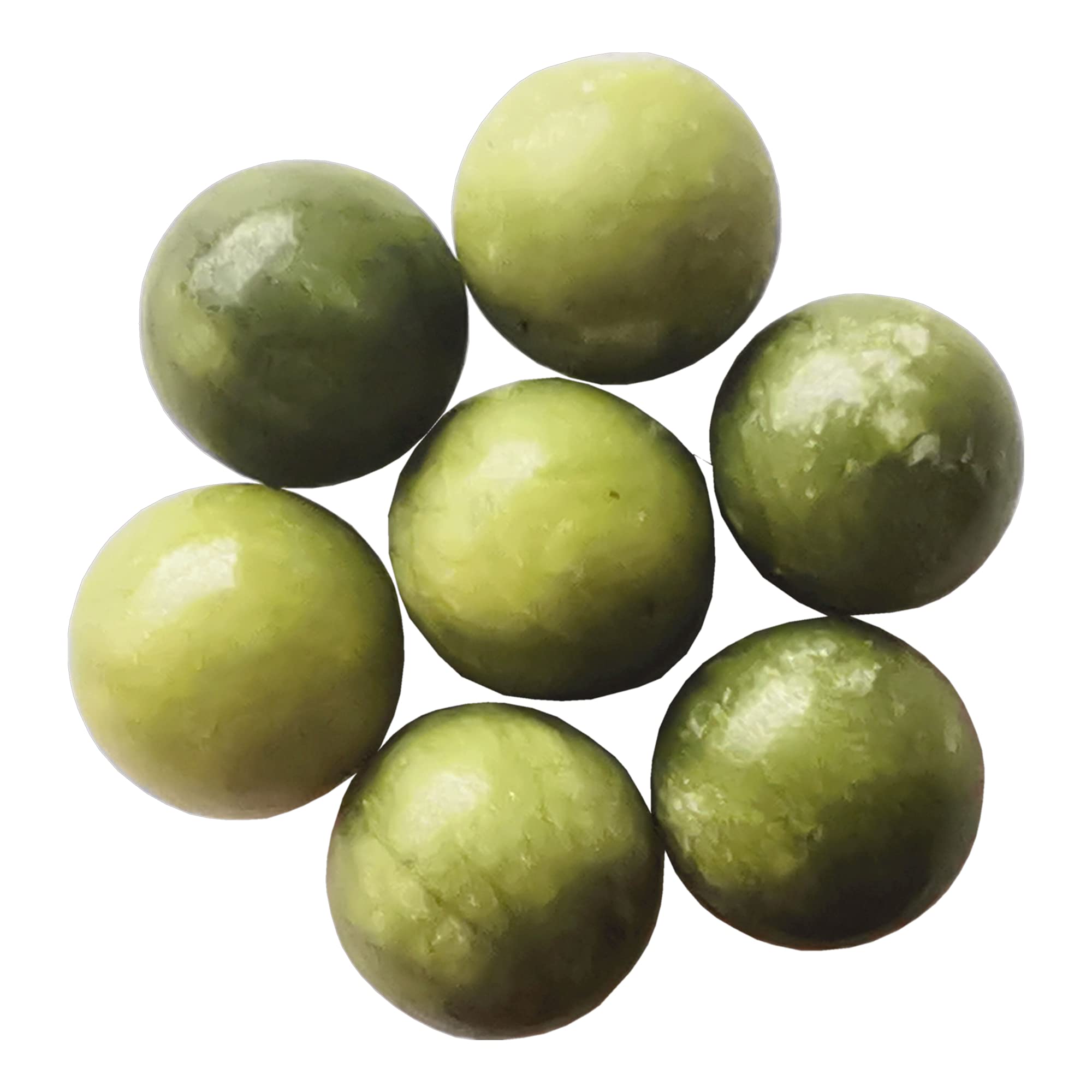 Manekieko 7 Pcs Natural Green Jade 2cm Crystal Sphere Ball Set,Feng Shui Chakra Aura Home Desk Decor Decorative Collection