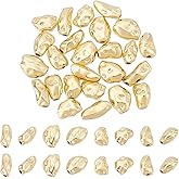 HOBBIESAY 4 Styles 24Pcs Gold Irregular Beads 18K Gold Plated Twist Spacer Beads Irregular Plated Spacer Bead Small Loose Craft Bead for DIY Bracelets Earring Necklace Jewelry Making,Hole:1.2-1.4mm