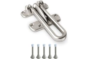JD JACK N'DRILL Jack N’ Drill Swing Bar Door Lock Durable Door Guard for Back & Front Doors, Childproof Door Security Made from Reinforced Diecast Metal for Home Security (Satin Nickel, 1 Pack & 5 Door Stopper)
