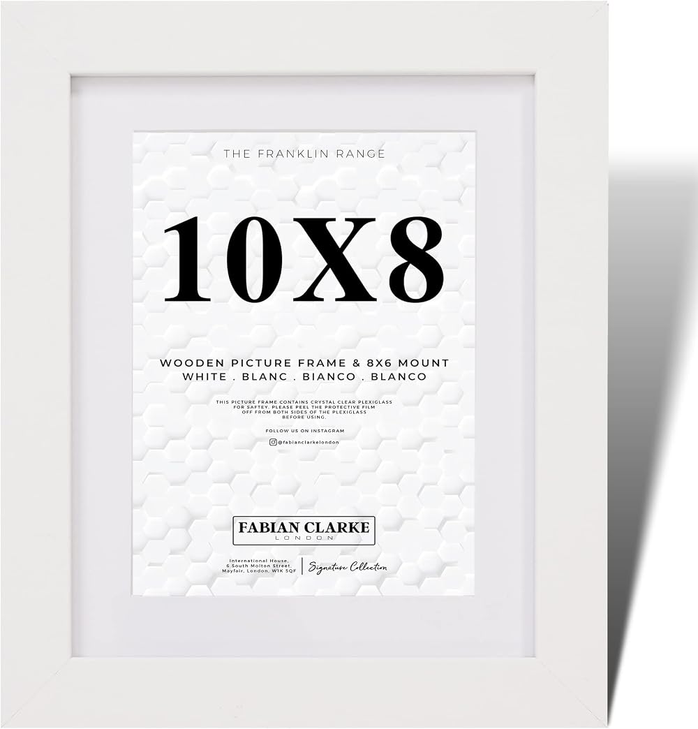 Fabian Clarke London 10x8 White Wood Frame with 8x6 Mount Portrait Landscape