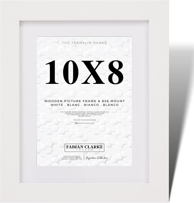 Fabian Clarke London 10x8 White Wood Frame with 8x6 Mount Portrait Landscape