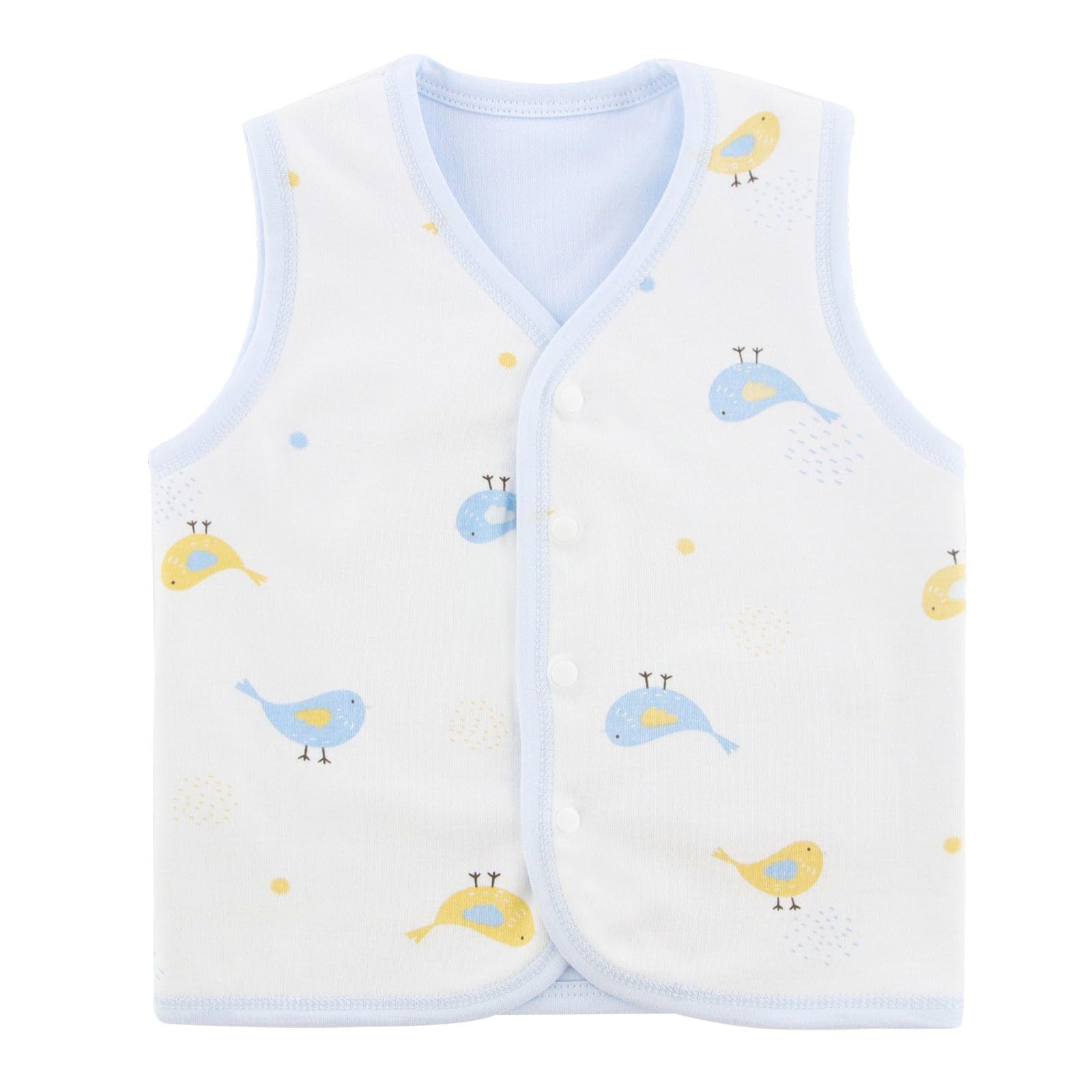 Photo 1 of POBIDOBY Baby Vest for Girls & Boys, Purcotton Toddler Reversible Vest for Spring & Autumn (US, Age, 6 Months, 12 Months, Blue)