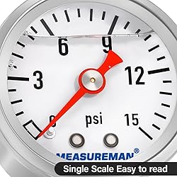 MEASUREMAN 1-1/2" Dial Size, Glycerin Filled Fuel