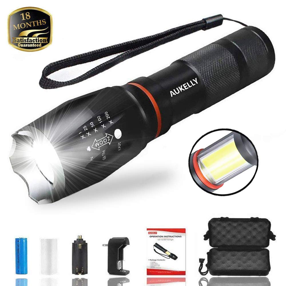 AUKELLY LED Tactical Flashlight with COB Light,High Lumens LED 1848619769890 eBay