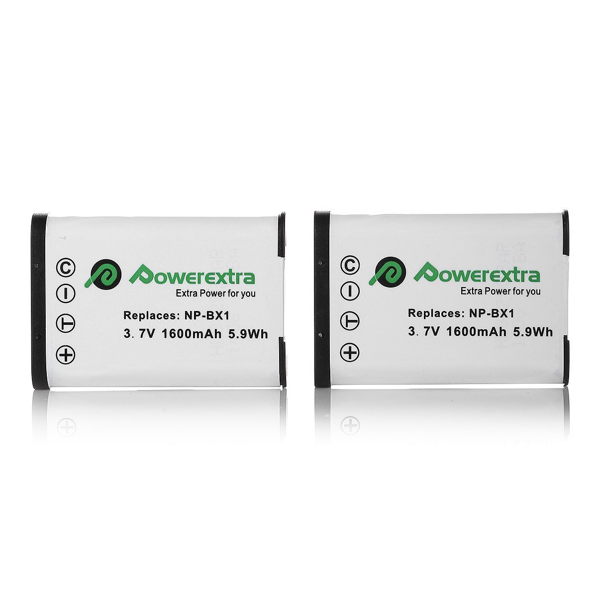 Powerextra 2 Pack Reemplazo Sony NP-BX1 Batería Li-ion para Sony NP-BX1 / M8 y Sony Cyber-shot DSC-RX100, DSC-RX100 II, DSC-RX100 III, DSC-RX100 V, DSC-RX100 IV, HDR-CX405