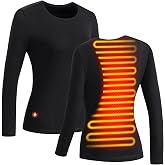 AMOVO Heated Thermal Shirts for Men &amp; Women Fleece Lined, USB Powered | Electric Heating Thermal Tops 3-Heat Levels Fleece Lined Base Layer Long Sleeves