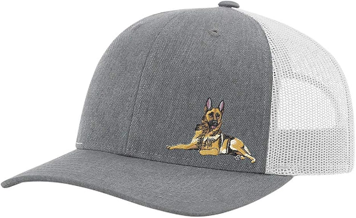 N \ A Men's Embroidered Laying German Shepherd Dog Breed Mesh Back