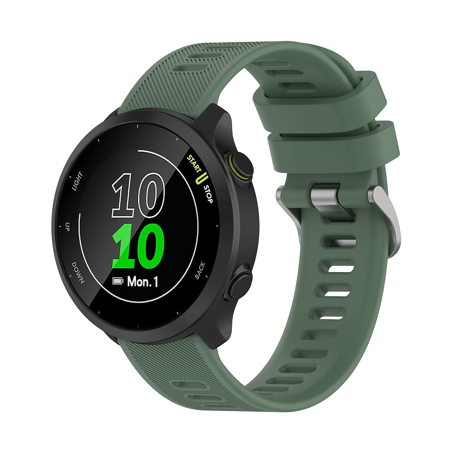Wownadu 20mm Watch Strap Compatible for Garmin Forerunner 55/245 /165/645, Replacement Silicone Straps Green Waterproof Sport Band for Women Men, Accessories (No Watch)