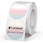 YIKIADA Gradient Thermal Labels Vinyl 1.5 Inch Red Self-Adhesive Circle Stickers Roll Waterproof Printable Round Decals Name Tag for QR Code DIY Office Address 500 PCS