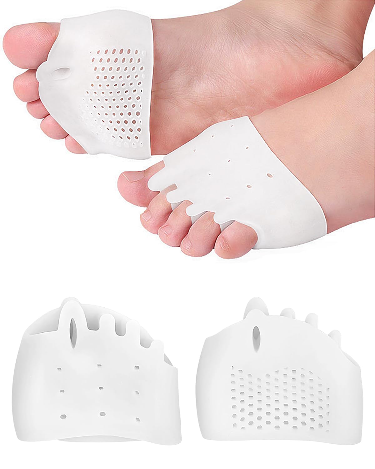 Metatarsal Pads Toe Separators for Bunion Correction,Soft and Breathable Hammer Toe Corrector Toe Spacers for Women Men Feet Relief (1 Pair)