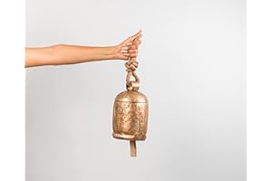 LIMBAD Metal Indian Giant Cow Bells Huge Vintage Handmade Rustic Inspired Meditation Decorative Cow Bell with Jute Hanging Rope (9 INCH Long Bell)