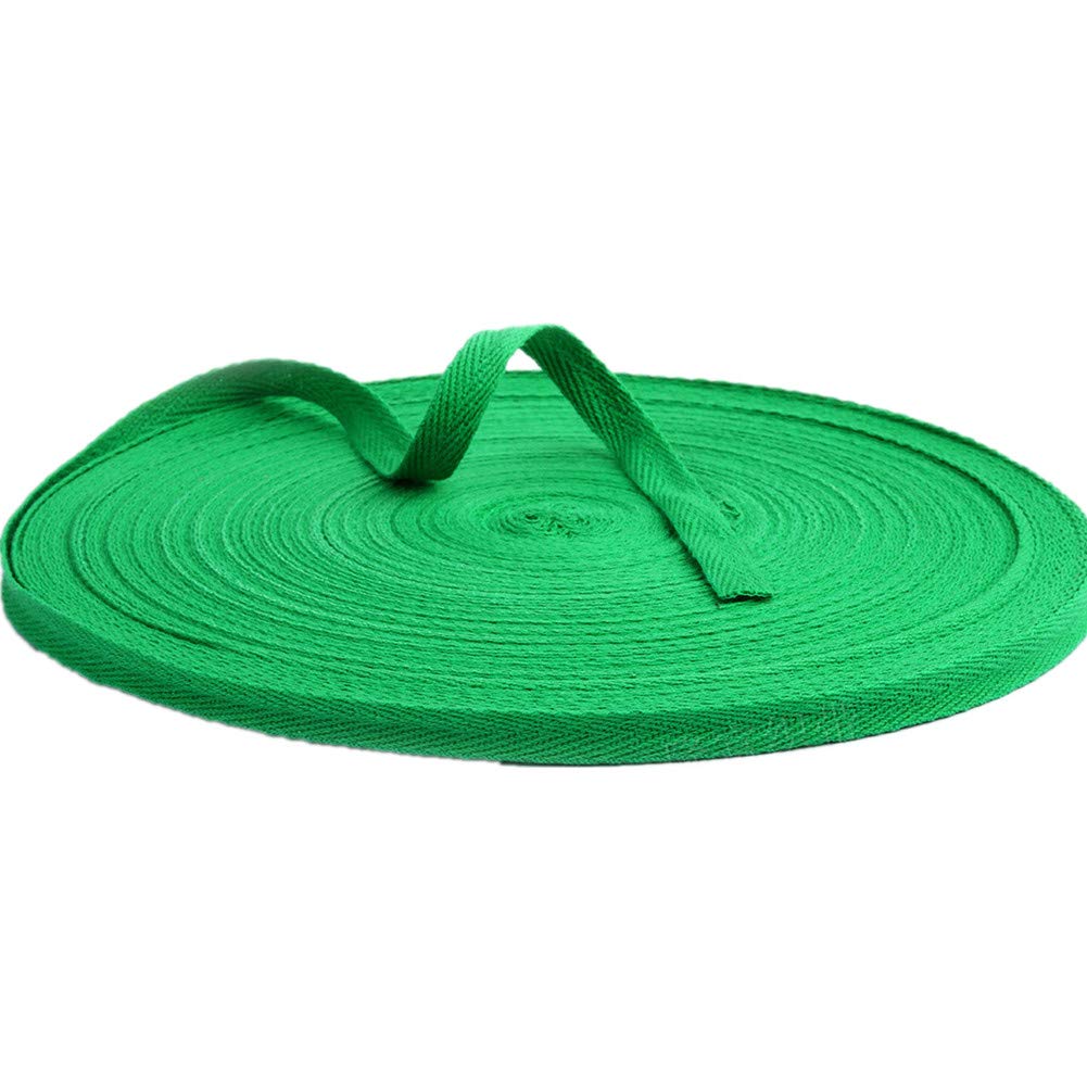 50 Meters Cotton Ribbon Herringbone Webbing Trim Fabric Tape Tapestry for Bias Binding Gift Wrapping Embellishment Craft Width 10mm (Christmas Green)