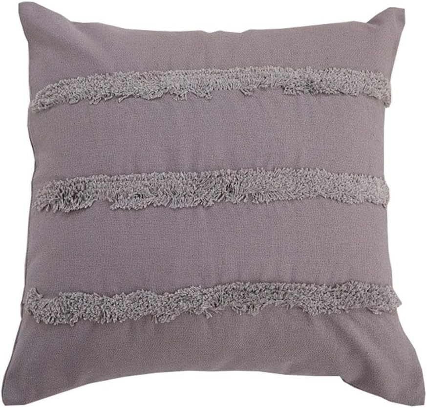 vctops Morocco Stripe Tufted Throw Pillow Cover Farmhouse Woven Decorative Pillow Case for Couch Sofa Bedroom Living Room (Stripe C, 18x18 inches)