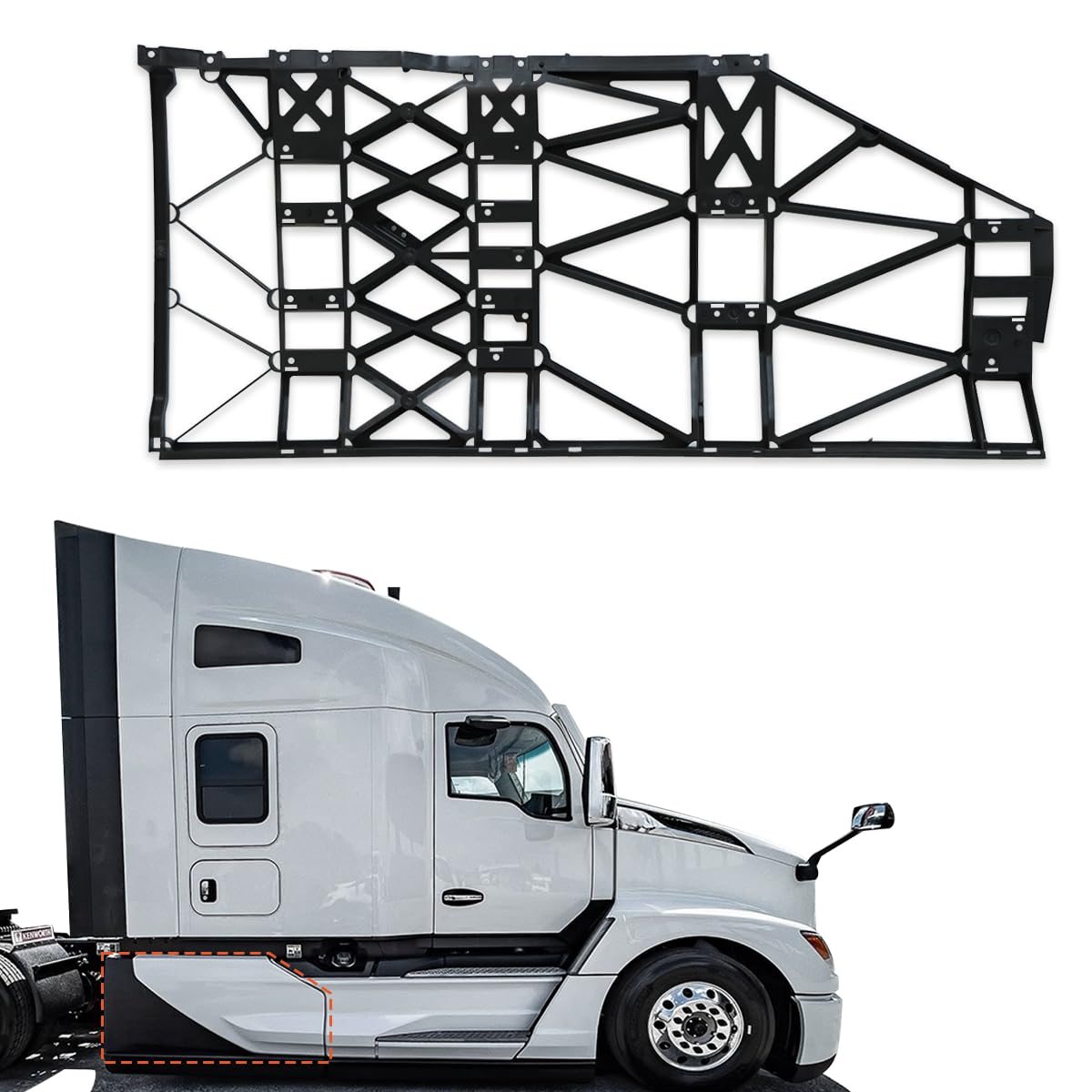 Photo 1 of Sterlix Rear Side Fairing Panels Mounting Bracket for Kenworth T680 Next Generation 2022+ OE Replacement Right Passenger Side Fairing Skirt Panel for T680 Next GEN Accessories