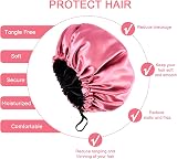 Fuyamp Satin Sleep Cap 2 Pack Adjustable Silky Shower Bonnet Pink Rose Red view 3