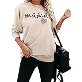 Dressmine Womens Long Sleeve Mama Sweatshirts Fall Crew Neck Mom Shirts Cute Graphic Tees Pullover Hoodies