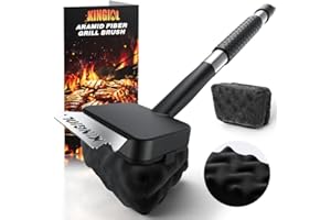 KINGIOL Grill Brush for Outdoor Grill - Bristle Free Grill Cleaning Brush, Black Aramid Fiber Heat-Resistant Pad, BBQ Cleaner Durable Scraper Tools for Cast Iron or Stainless-Steel Grates (Grill Brush Black)