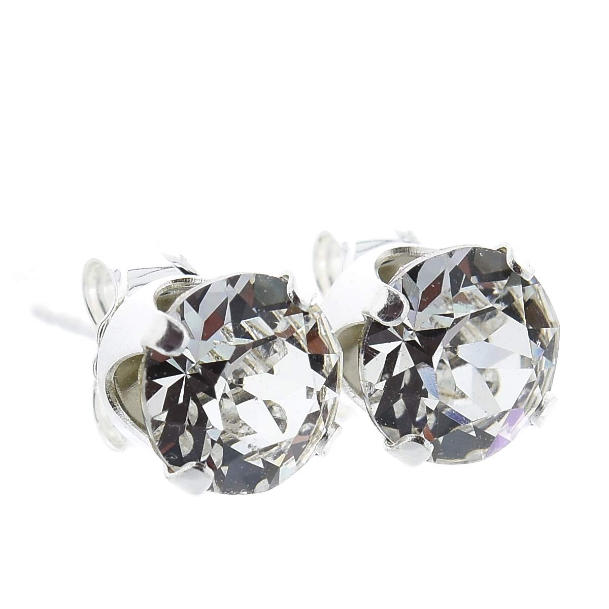 pewterhooter Diamond White Sterling Silver Stud Earrings for Women with Gift Box