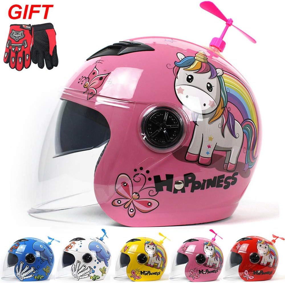 PATOUKUI Cute Cartoon Children Helmet, Boys and Girls Four Seasons Bicycle Skateboard Half Helmet, DOT/ECE Standard,Pink