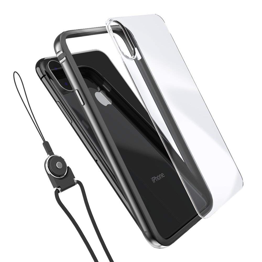 Funda iPhone X, iPhone 10 Bumper Cover Anti-rasguño Transparente PC Back con interior TPU ajuste perfecto para Apple iPhone X/10(Negro)