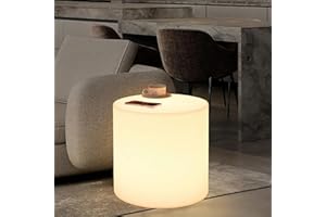 Mr.Go 16-Inch Rechargeable LED Chair Light w/Remote, 16 RGB Colors Changing Glowing Seat, Waterproof LED Cylinder Stool/Side Table for Home Patio, Deck, Pool, Bar & Party Lighting Decor