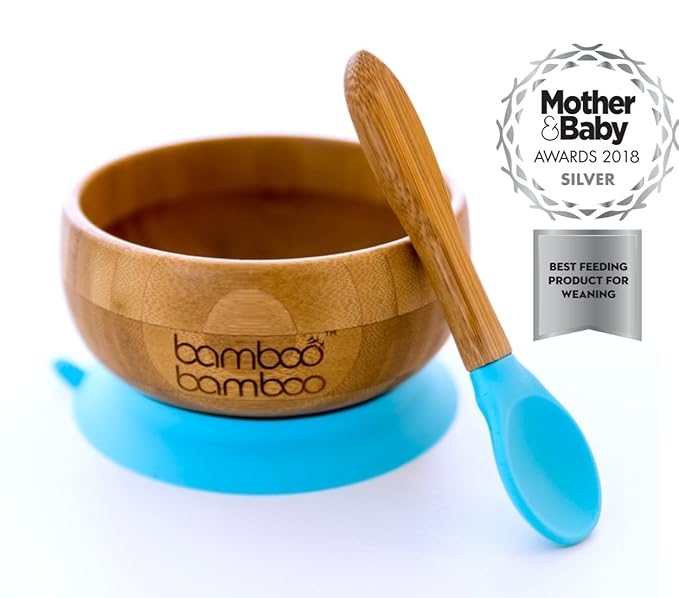 Baby Suction Bowl and Matching Spoon Set, Suction Stay Put Feeding Bowl