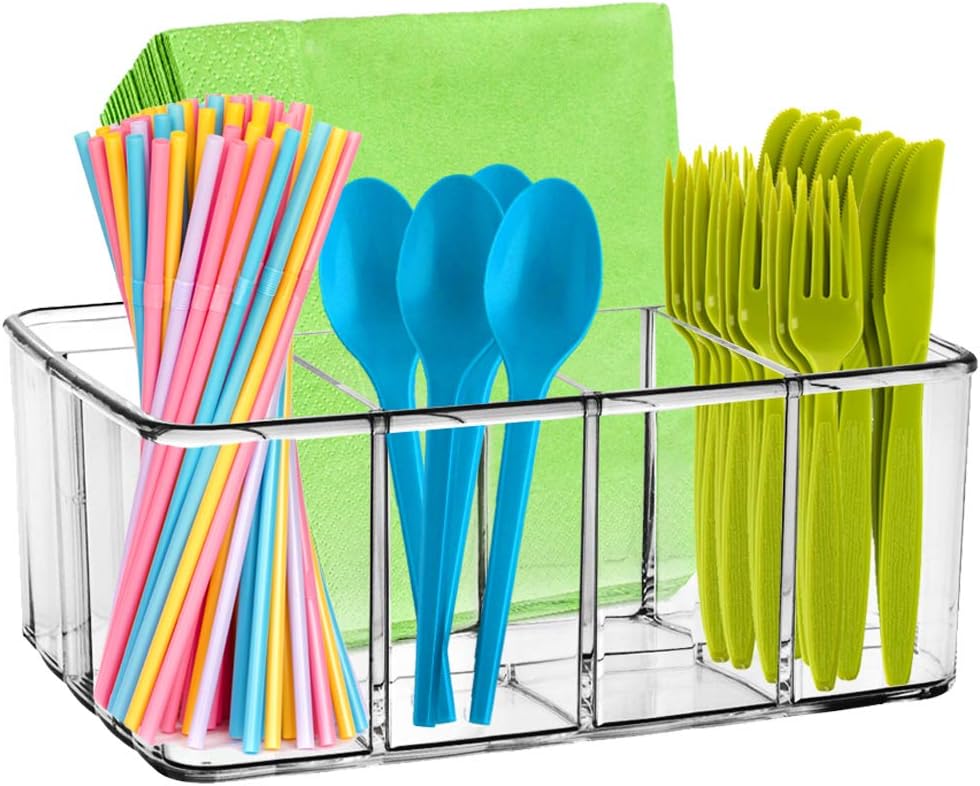 Clear Supplies Utensil Caddy Organizer 5 Compartment
